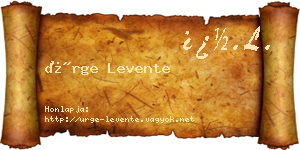Ürge Levente névjegykártya